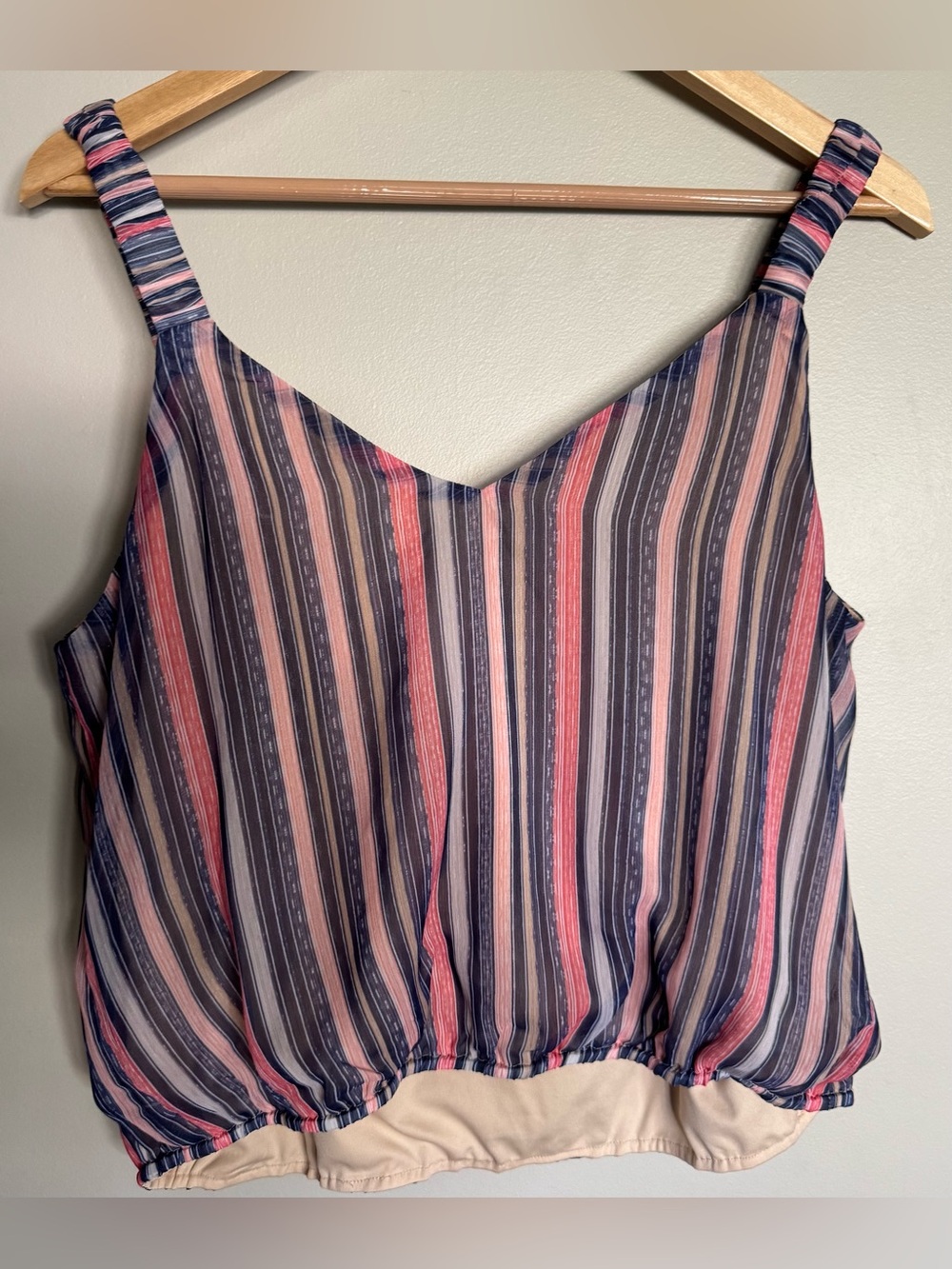 Nine Britton Striped Sleeveless Blouse Tank Top Medium Boho Lined - Picture 2 of 9